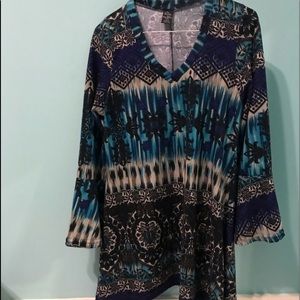 Tunic, S-M, multi color, flared sleeves